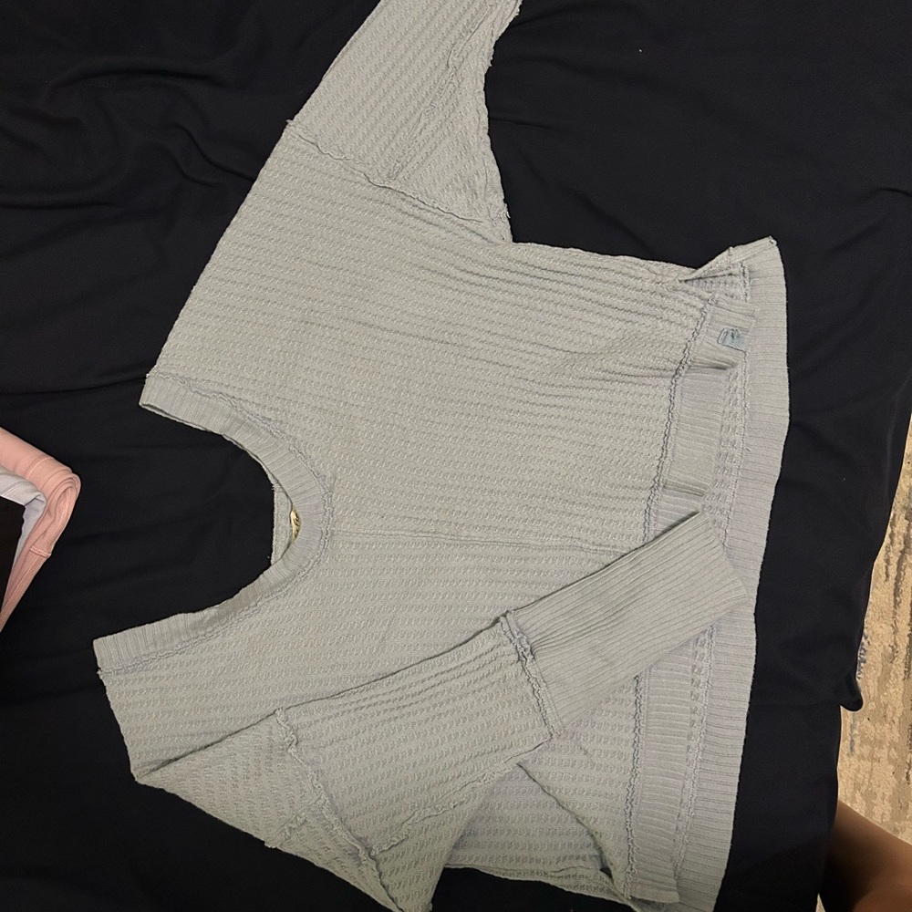 Gray Ribbed Knit Sweater
